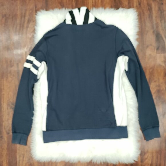 Sabit NYC Black And White Striped Trim Navy Blue Button Front Cardigan Men's XL - Picture 4 of 16